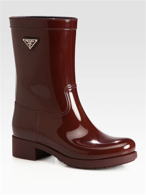 prada short logo rain boots|thigh high prada boots.